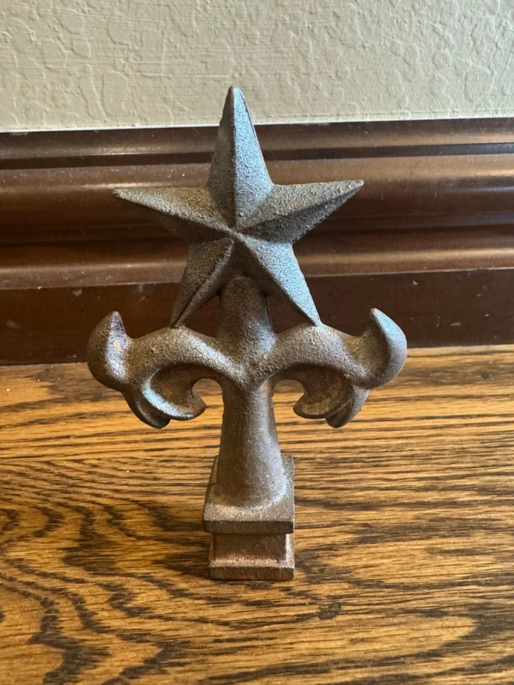 Cast Iron Star Fence Post Topper Finial Fleur De Lis Architectural Salvage 5”